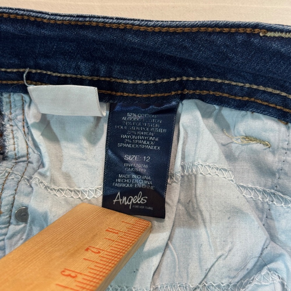 Y2K Curvy Skinny Distressed Stretch Jeans Dark Wash Size 12 - Picture 6 of 7